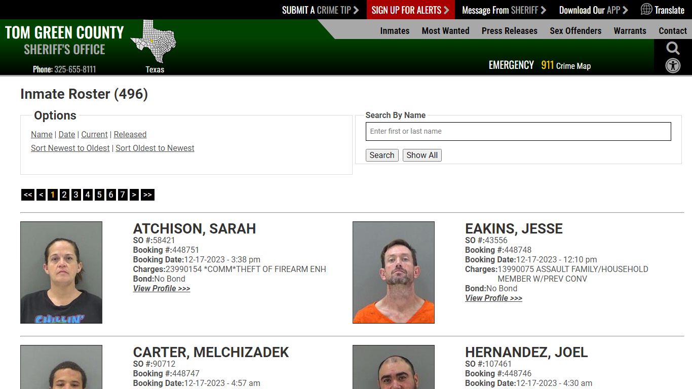 Inmate Roster (500) - Tom Green County Sheriff