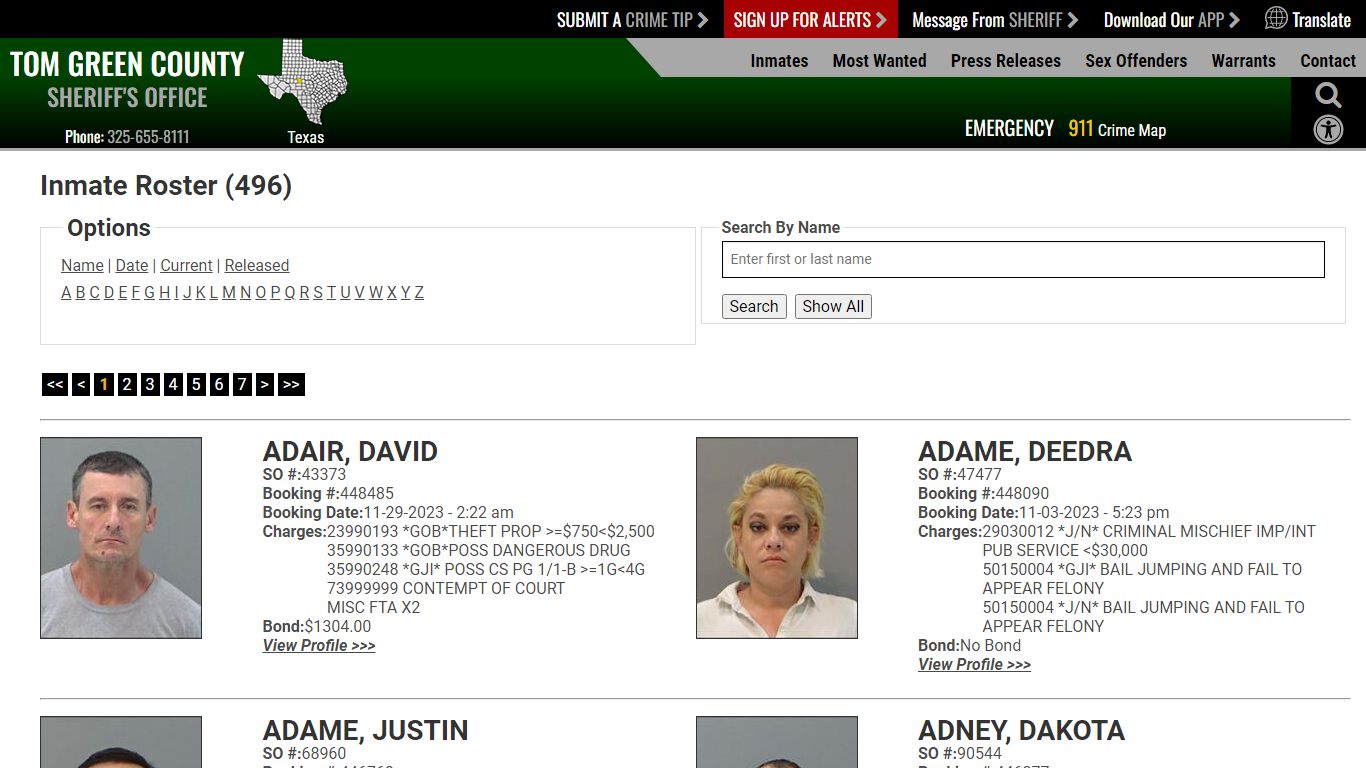 Inmate Roster - Current Inmates - Tom Green County Sheriff